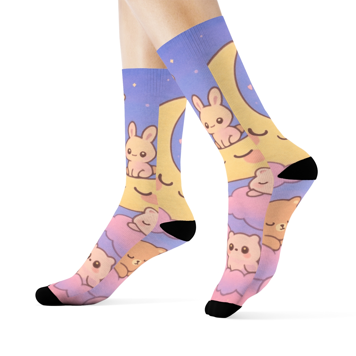 Cotton Candy Moon Critters comfortable cotton socks