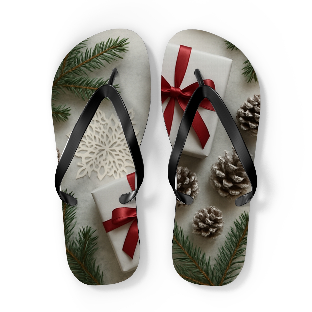 Frosted Evergreen Giftwrap Dream unique graphic flip flops