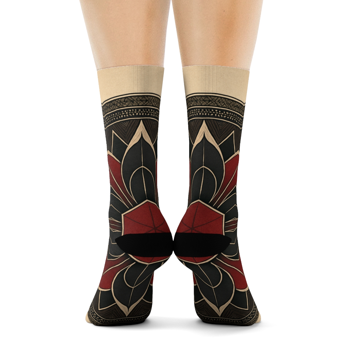 Crimson Polygon Bloomwheel personalized cozy socks