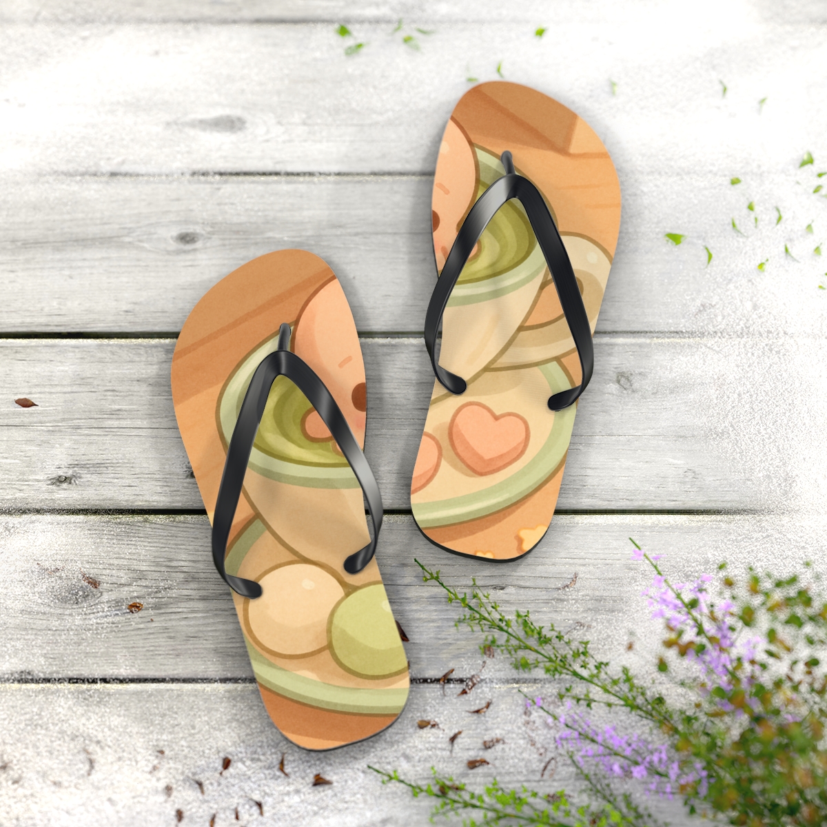 Sleepy Matcha Cup Octopus stylish summer flip flops