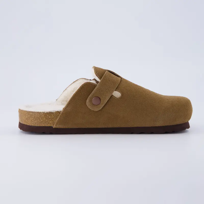 Womens Hana Genuine Suede Clog - Soft Fur Lining
