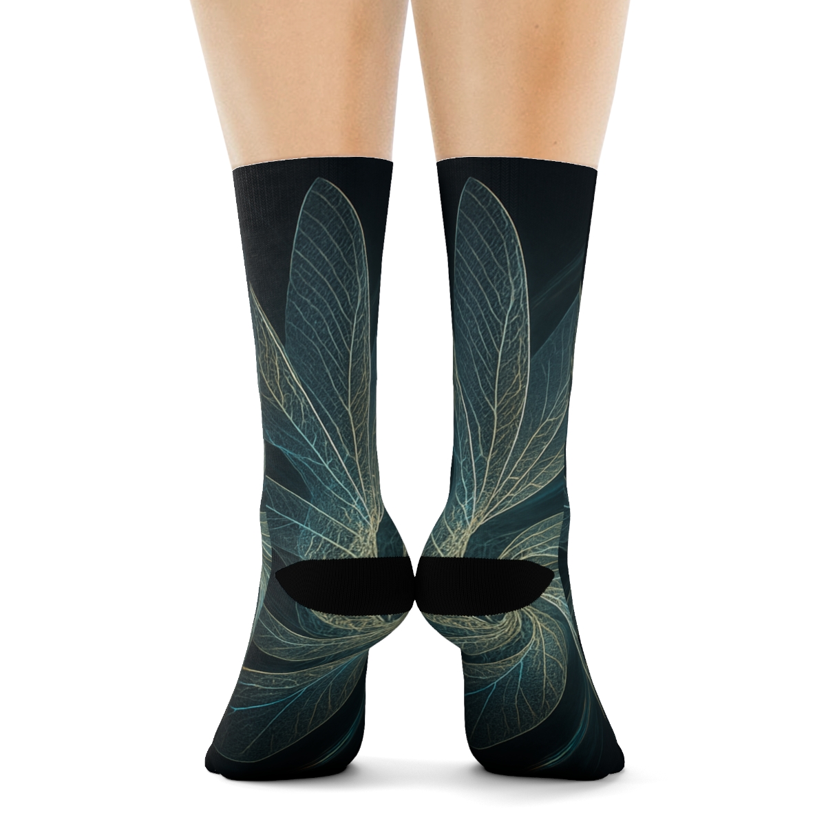 Kinetic Spiral Of The Dragonfly Wingbeat unique printed sockscustom socks
