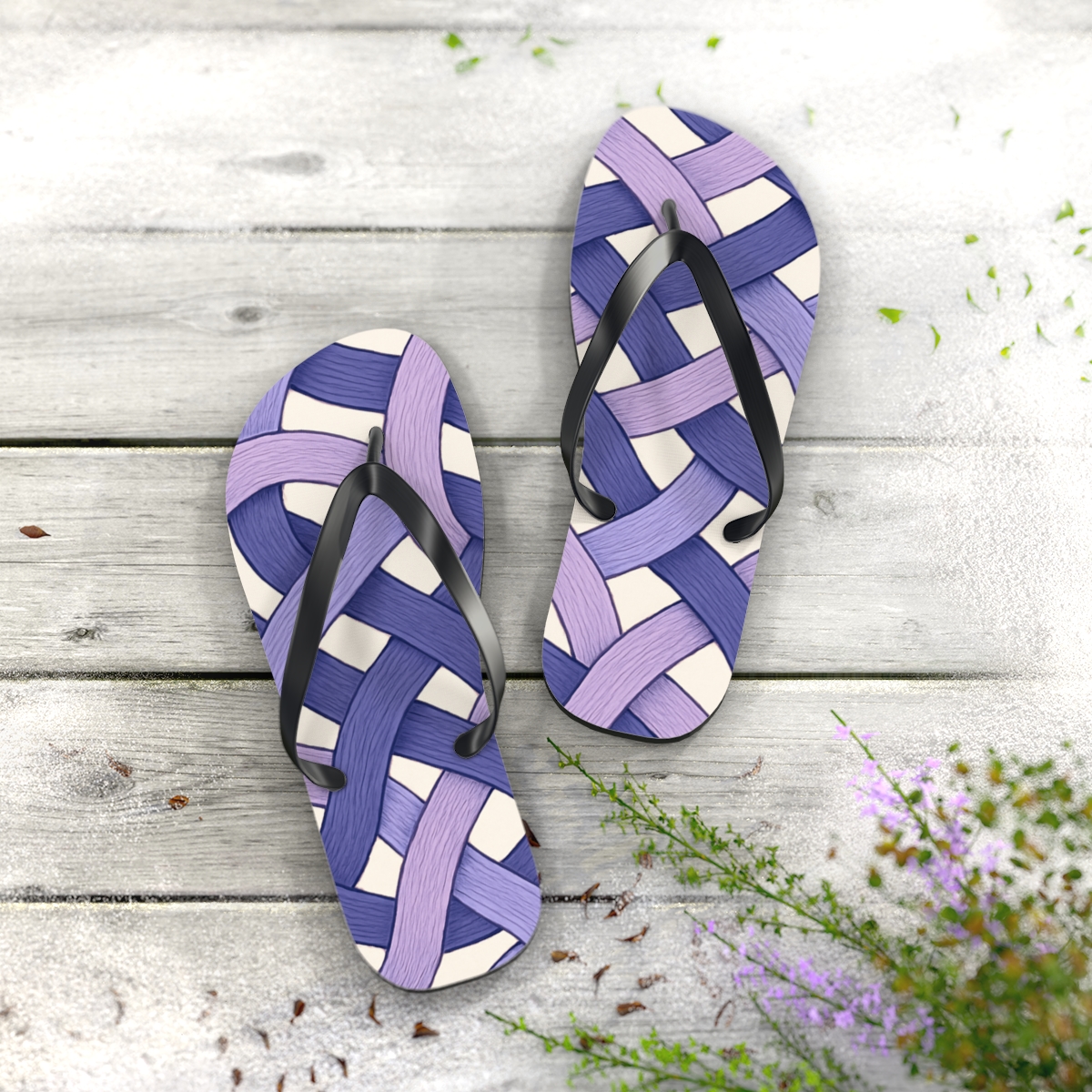 Orchid Ribbon Lattice unique graphic flip flops