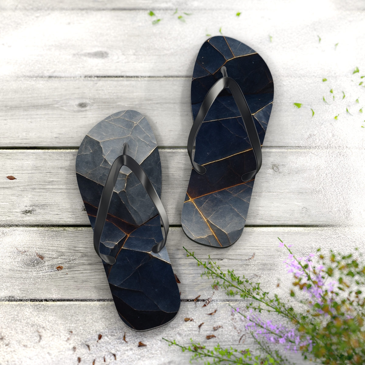 Mineral Facet Vein Tapestry colorful rubber flip flops