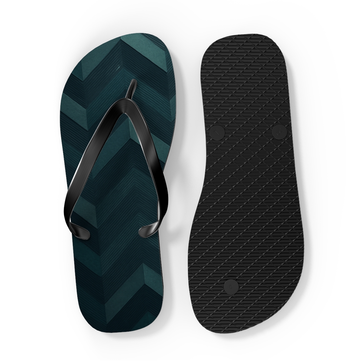 Teal Rhythm Waves Flip Flops