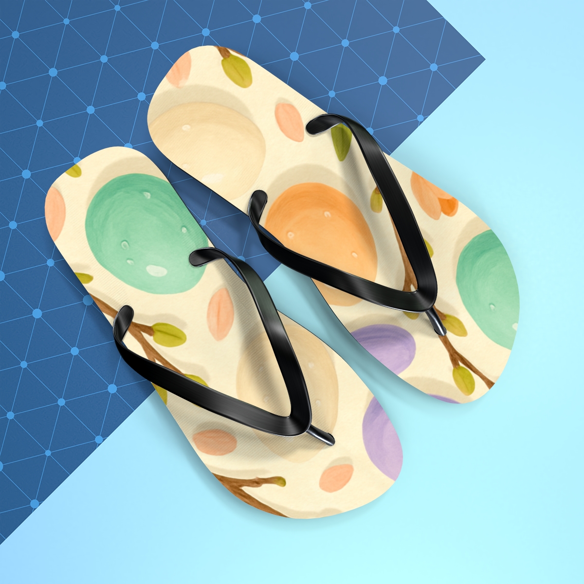Spring Egg Dawn Garden Pattern custom flip flops