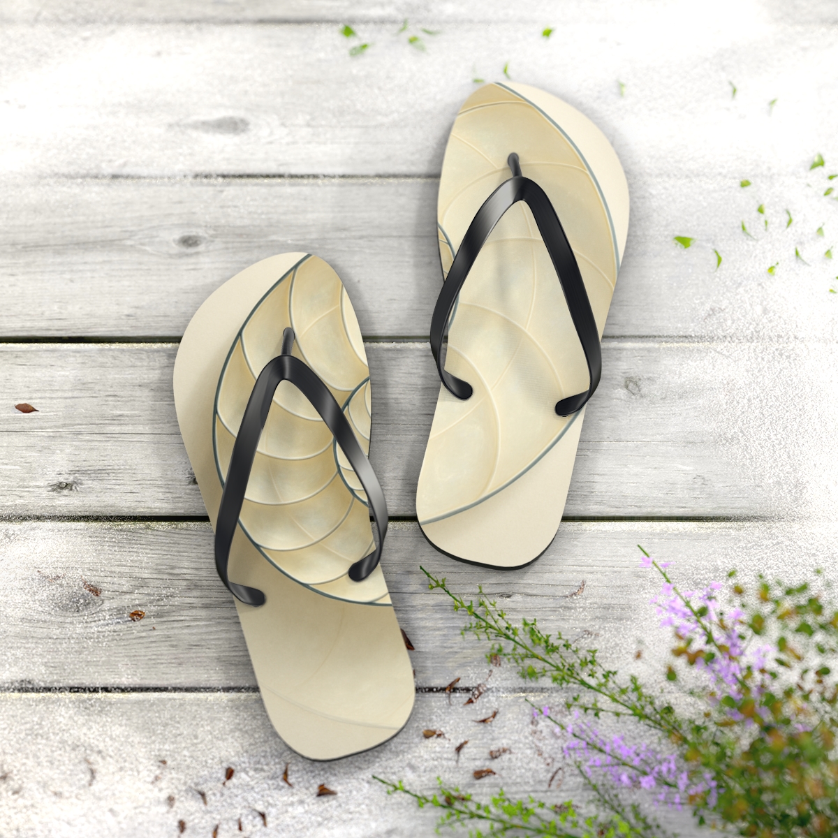 Nautilus Spiral Memory designer logo flip flops