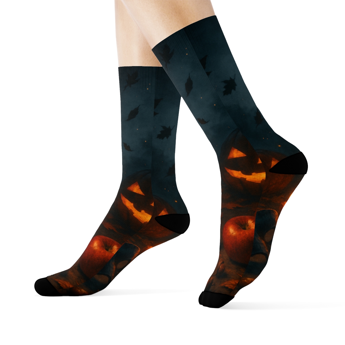 Midnight Harvest Lantern Masquerade stylish patterned socks