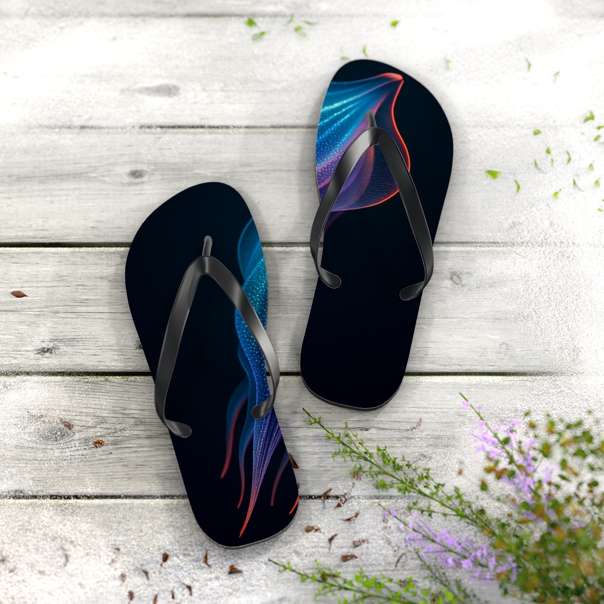 Chromatophore Pulse Of The Cuttlefish colorful rubber flip flops