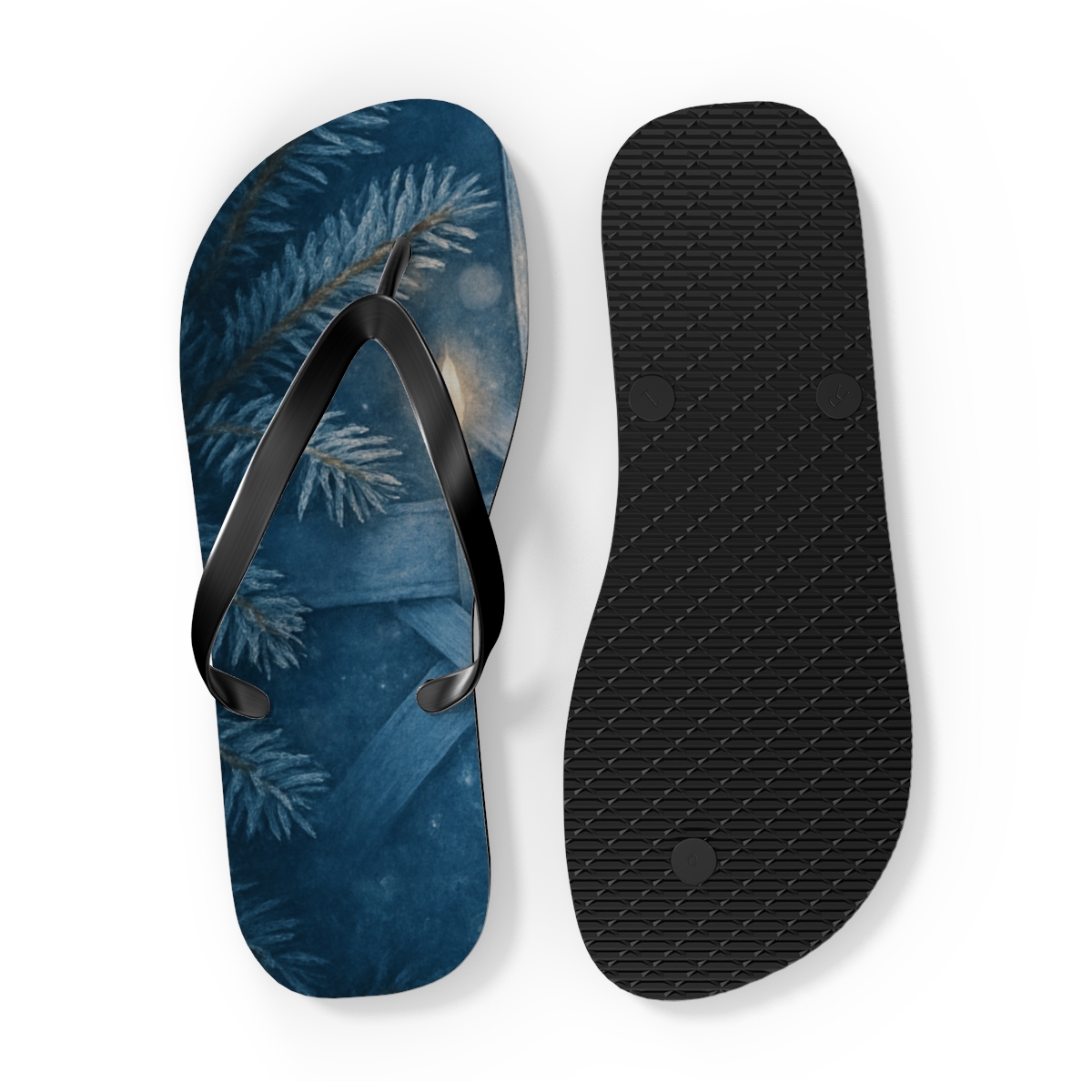 Winter Solstice Starlight Candleweave personalized beach flip flops