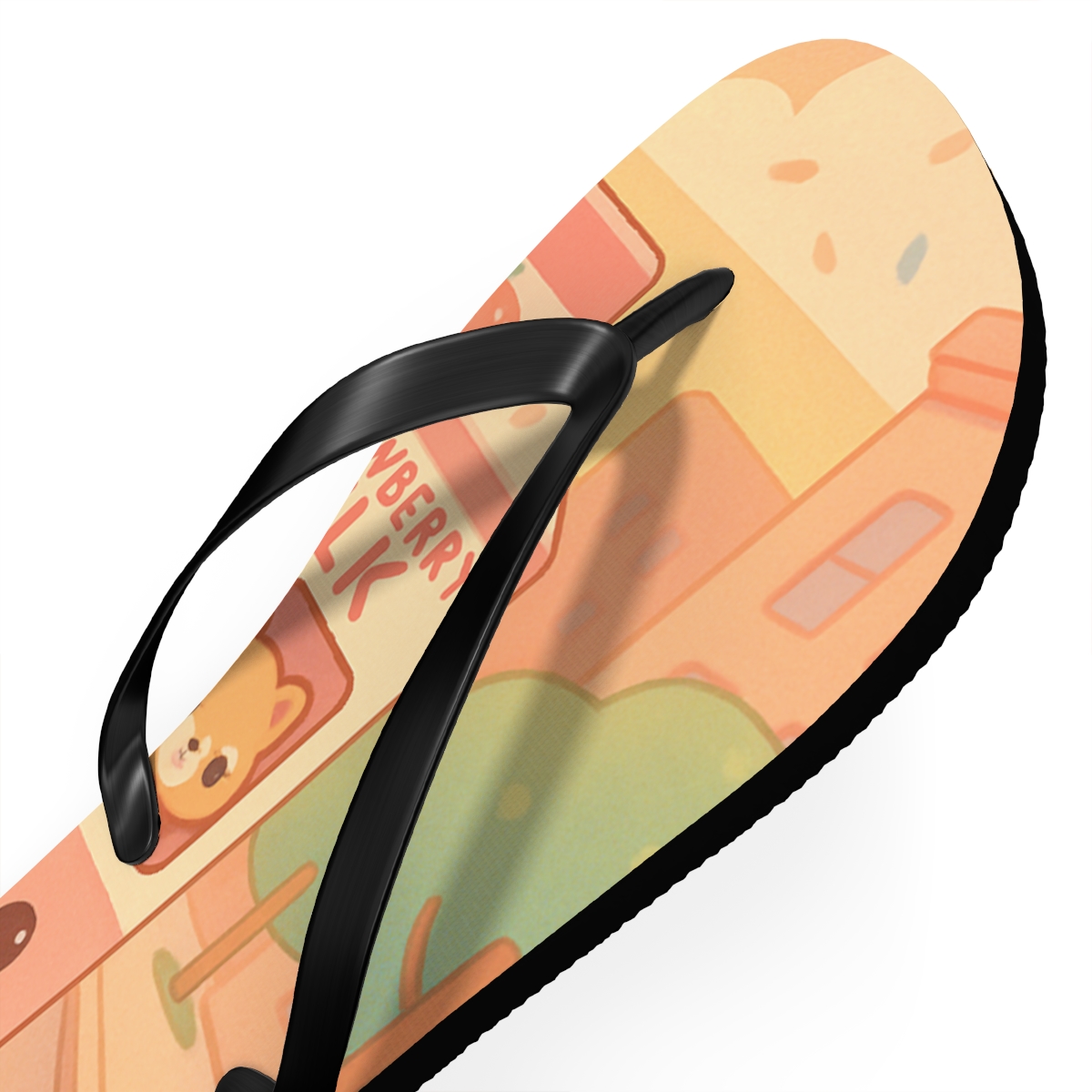 Strawberry Milk Train Parade custom flip flops