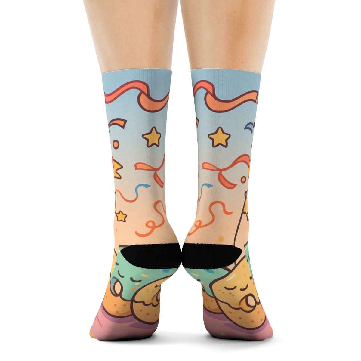 Pastel Planet Donut Parade designer logo socks