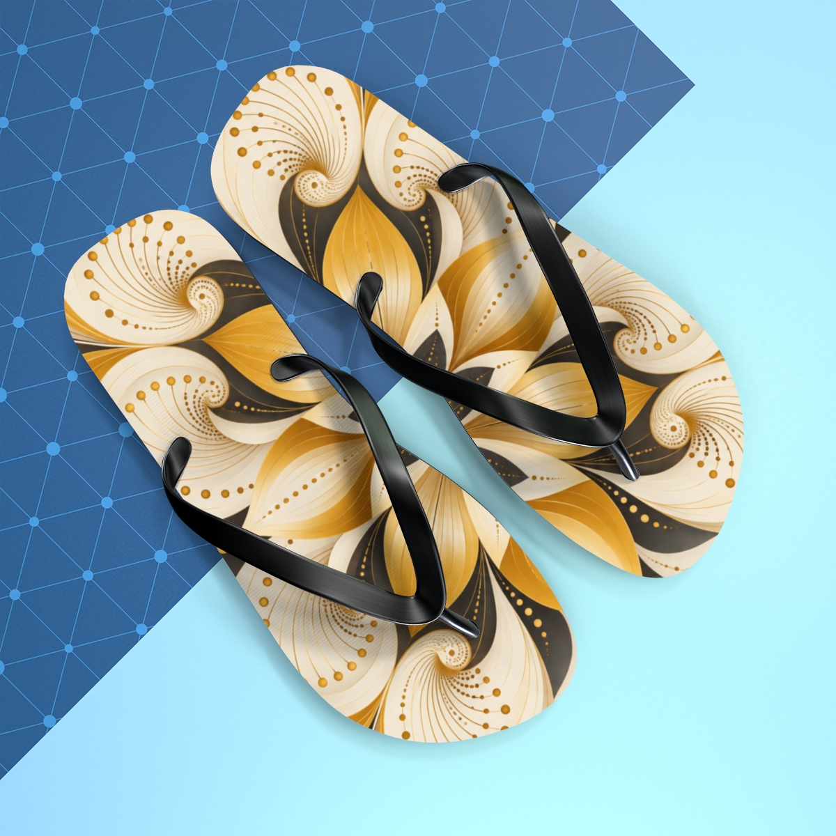Saffron Corolla Pulse Matrix designer logo flip flops [AI-2e06fc13-bbecc23e611e]