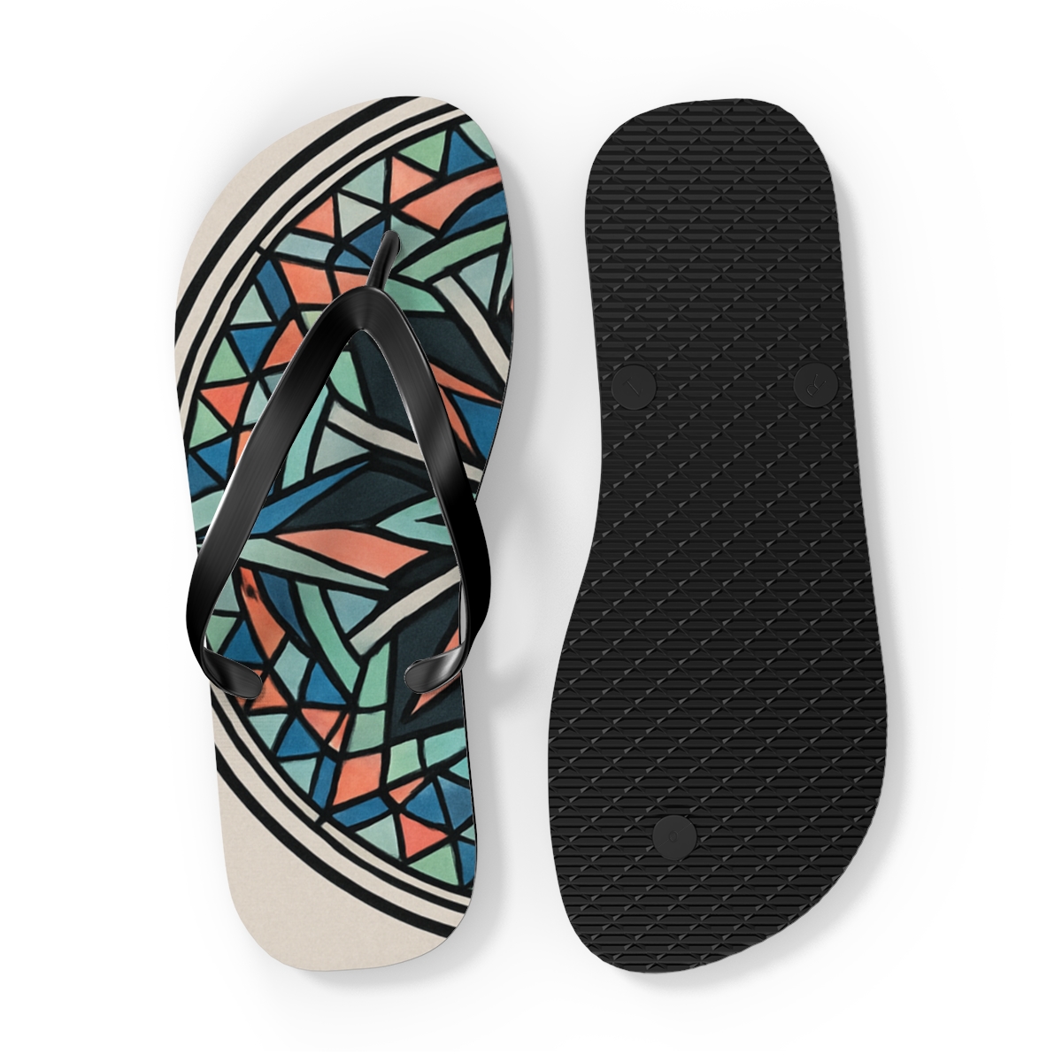 Prismatic Spoke Spiral Medallion designer logo flip flops