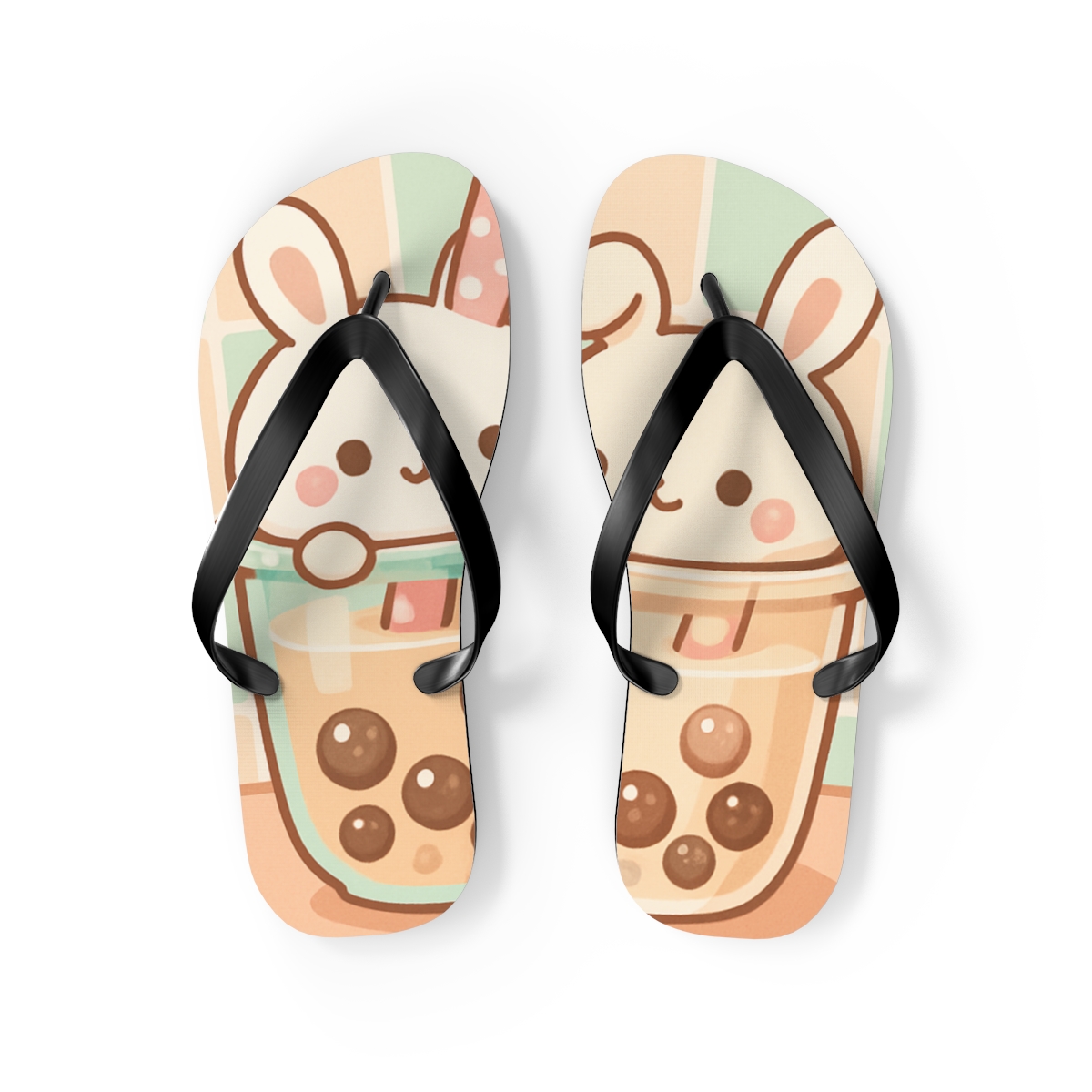 Pastel Boba Bunny Walks Flip Flops