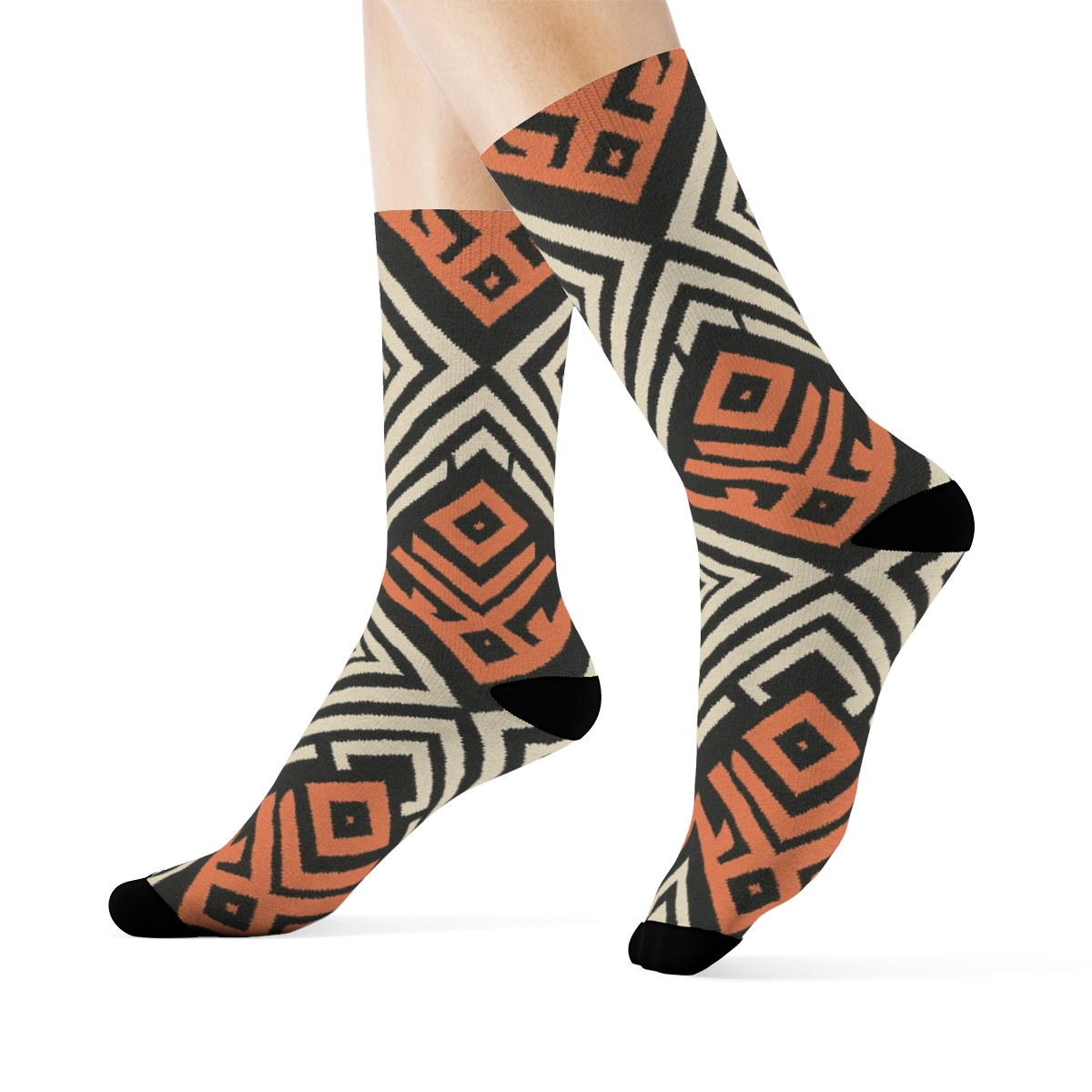 Fractal Chevron Step Mosaic designer logo socks