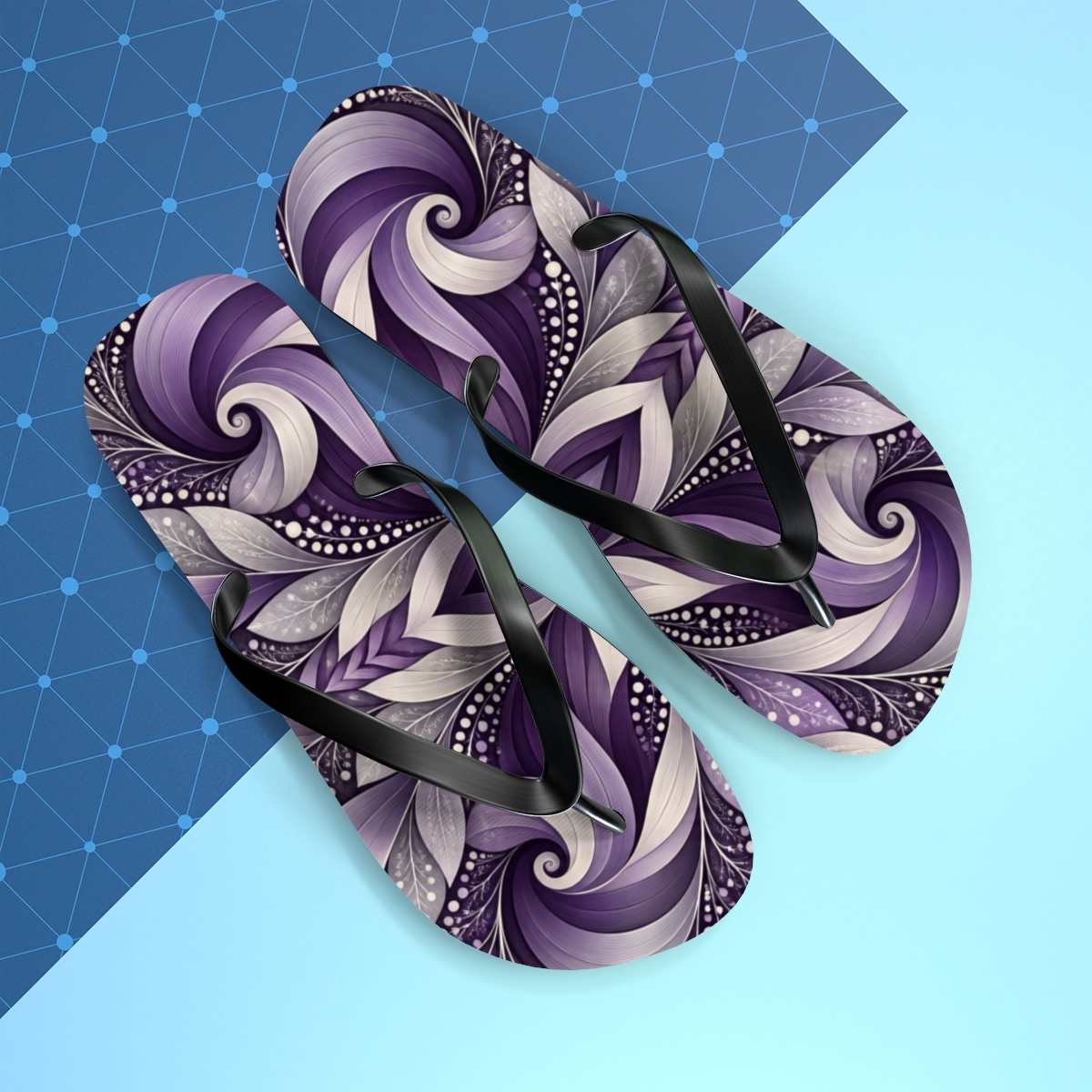 Heliotrope Stripe Fractal Loom designer logo flip flops [AI-de529953-4a23708f44d0]