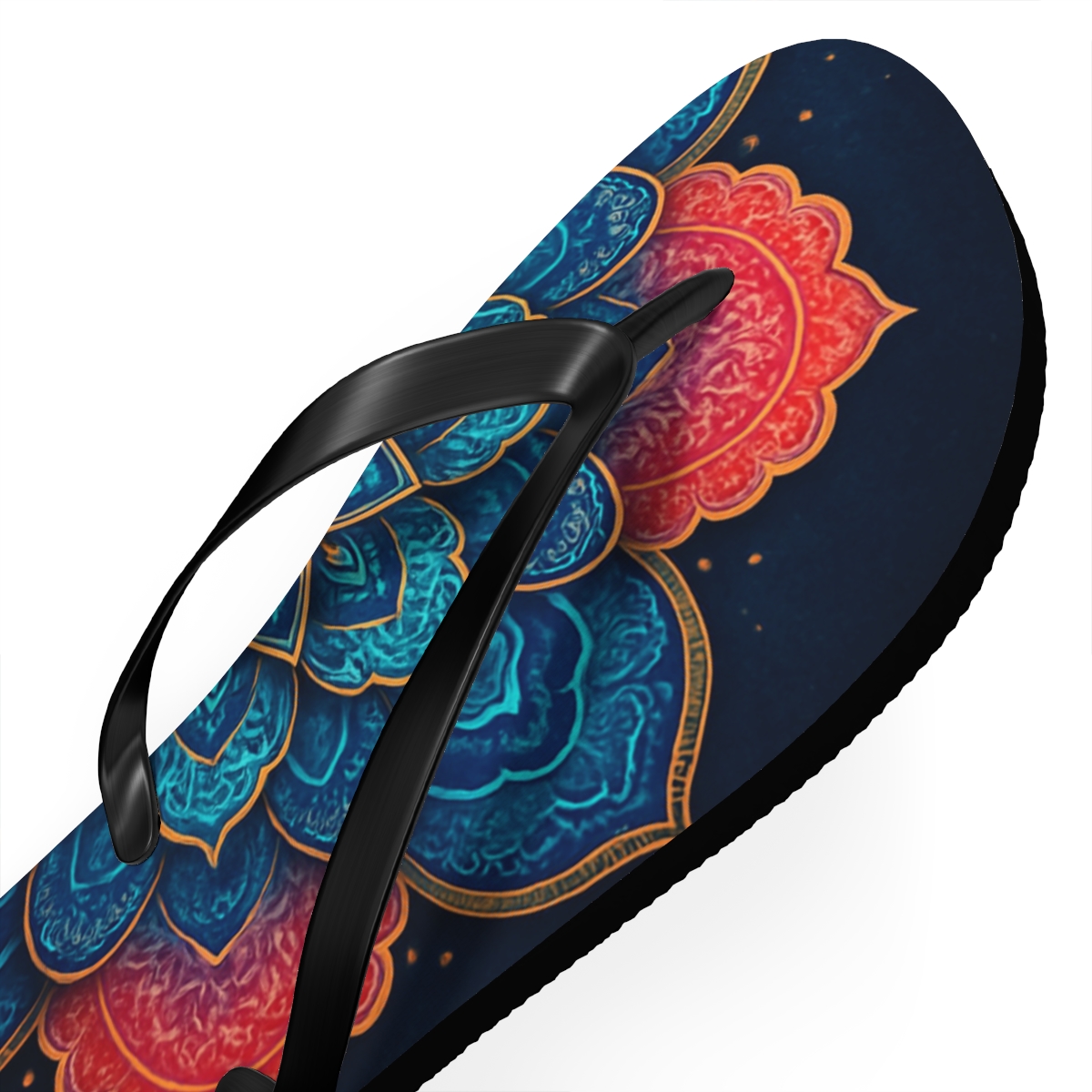 Prismatic Fractal Rosette Constellation personalized beach flip flops