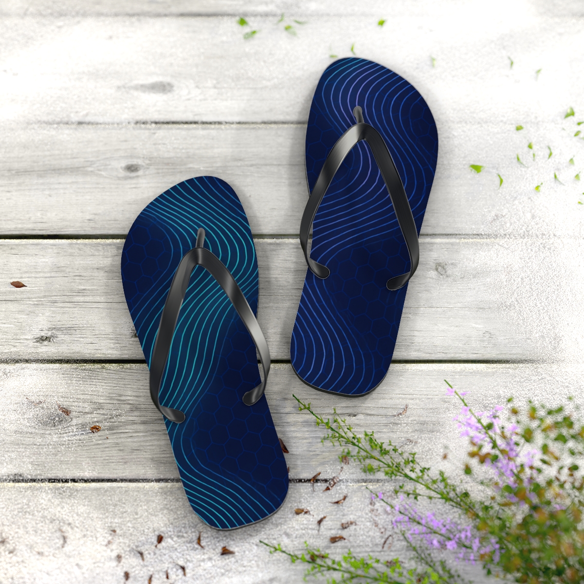 Moire Nebula Lattice Bloom comfortable casual flip flops