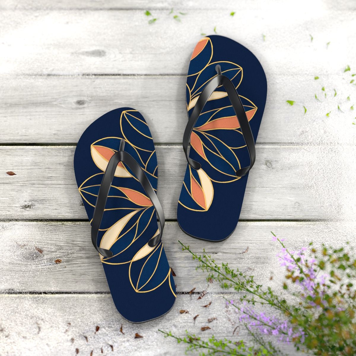 Orchid Loop Helix Weave personalized beach flip flops
