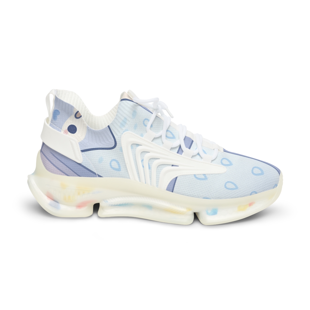 Lavender Raindrop Owls personalized athletic sneakers