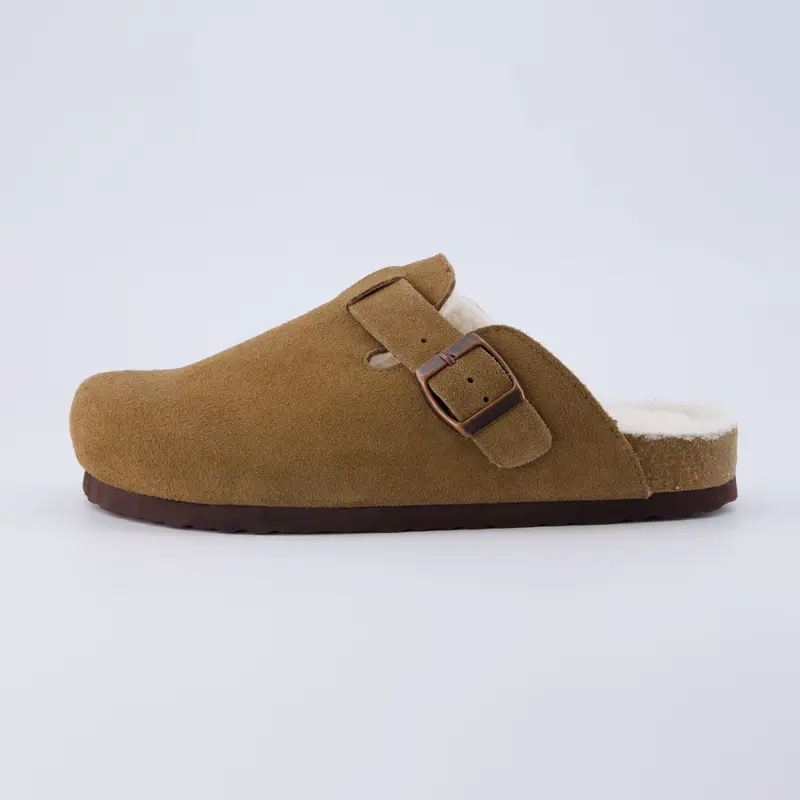 Womens Hana Genuine Suede Clog - Soft Fur Lining