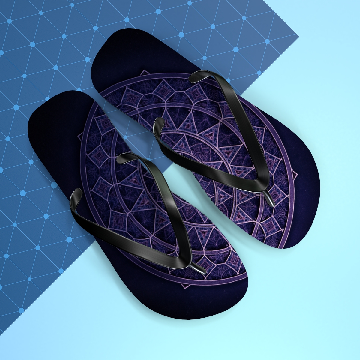 Nebula Lattice Mandala Core unique graphic flip flops