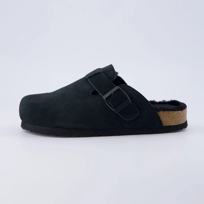 Womens Hana Genuine Suede Clog - Soft Fur Lining
