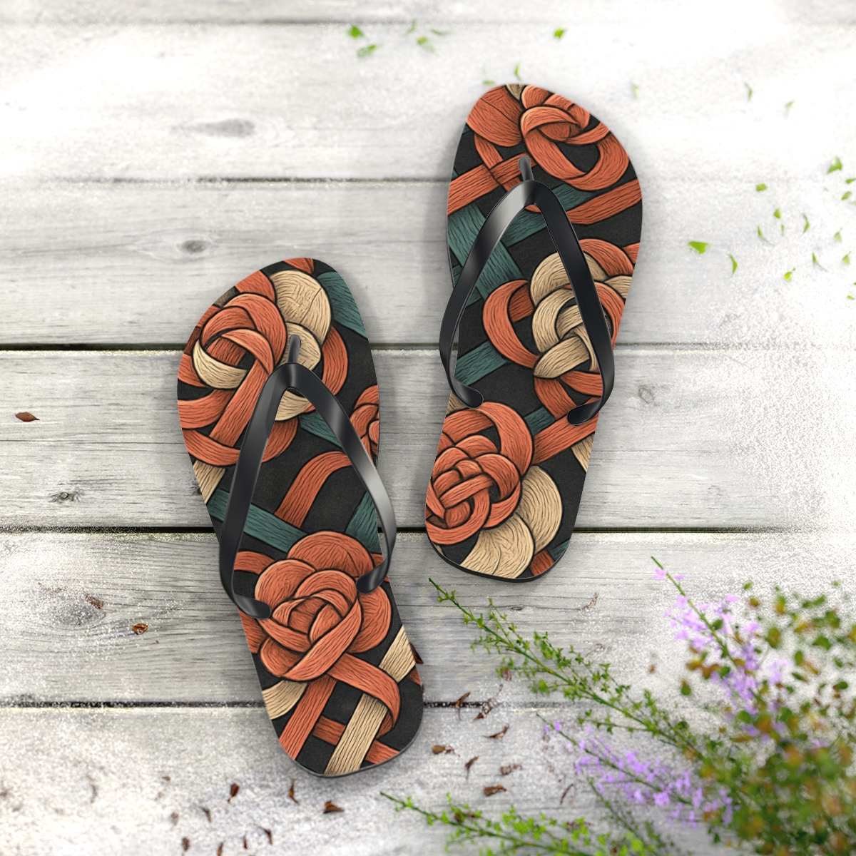 Camellia Vein Circuit Weave stylish summer flip flops