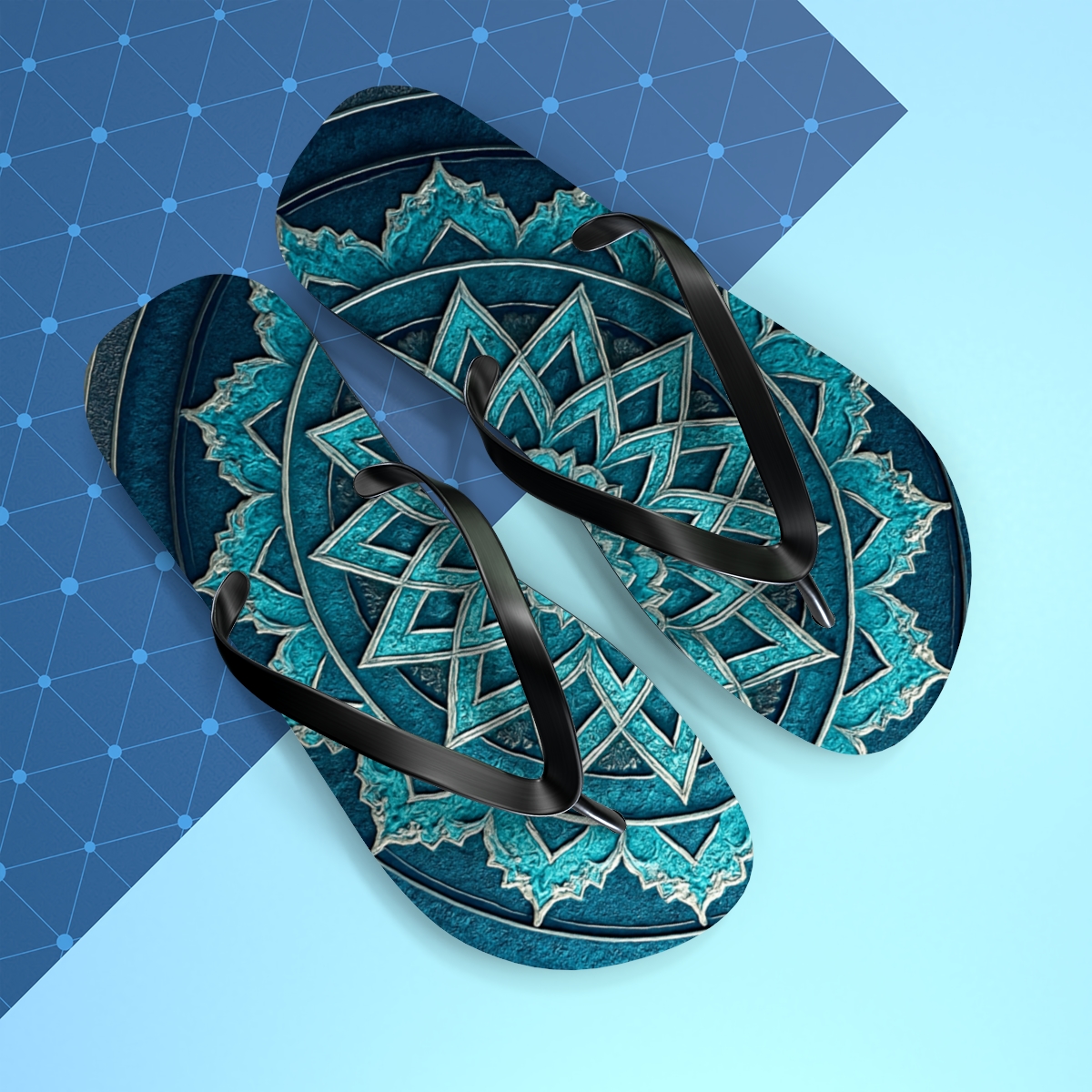 Luminous Mandala Wave Flip Flops