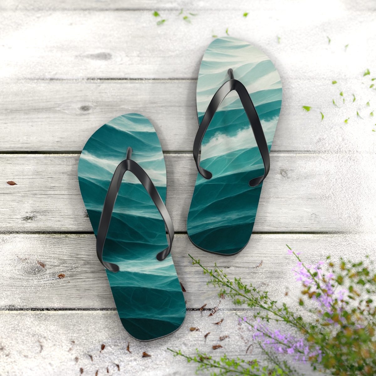 Fractured Tide Prism designer logo flip flops