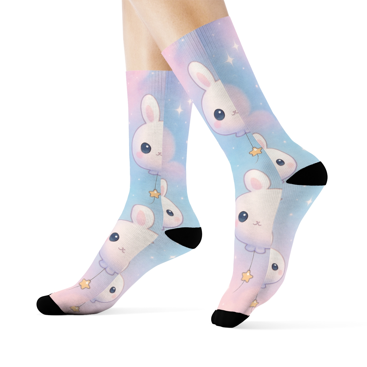 Bubble Nebula Bunny Balloons comfortable cotton socks
