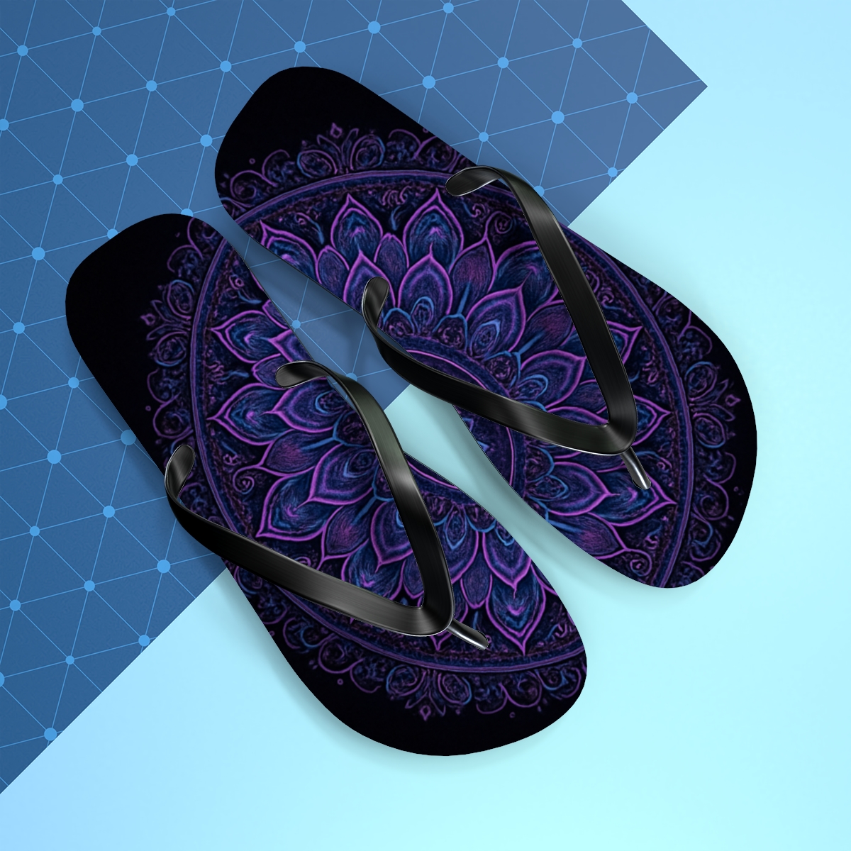 Prismatic Orbit Filigree colorful rubber flip flops