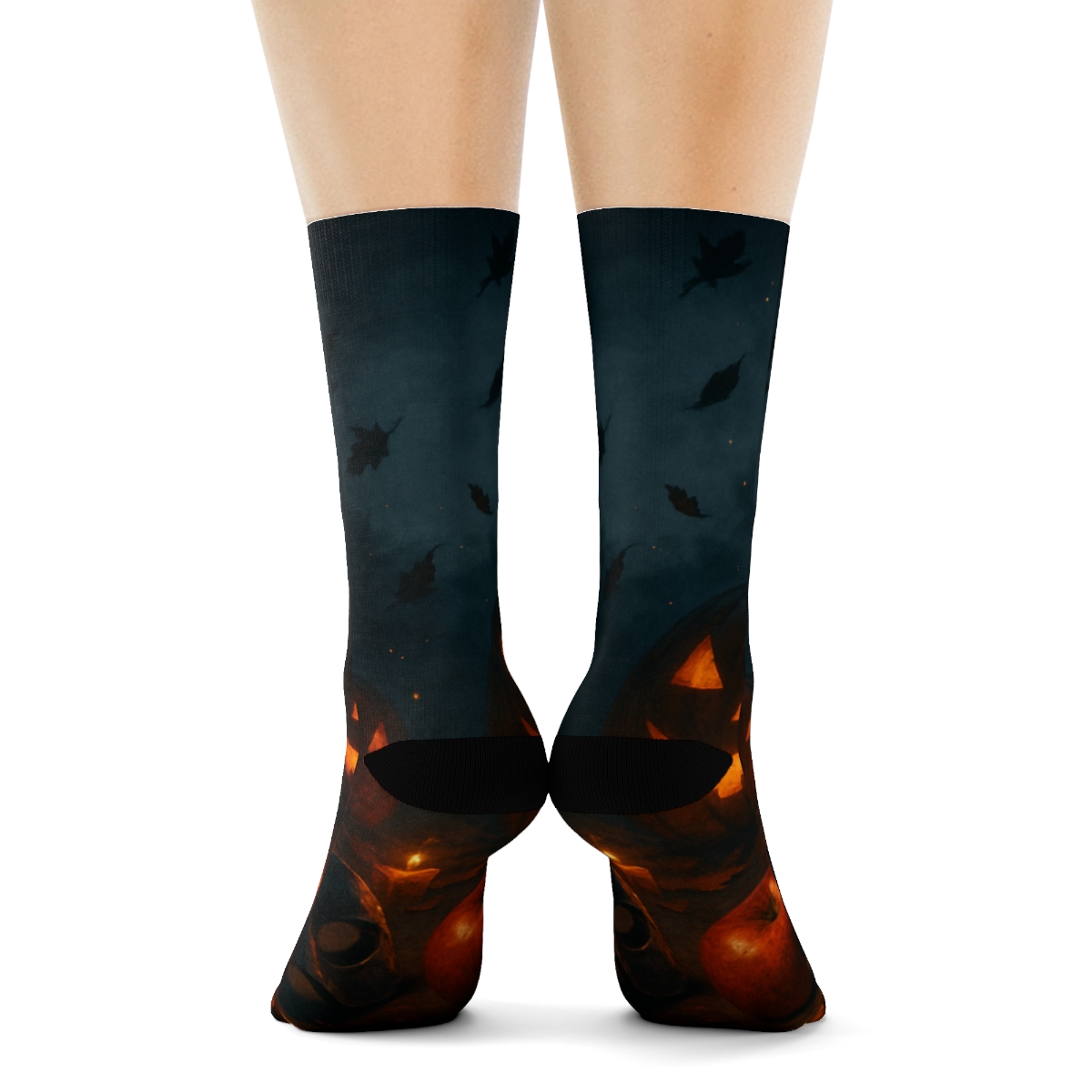 Midnight Harvest Lantern Masquerade stylish patterned socks