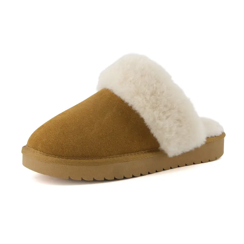 Hush Cozy Women's Suede Slippers - Genuine Leather Upper, Plush and Soft Faux Shearling Lining, Memory Foam Cushioned Footbed, Indoor Outdoor Comfort Slides for Women