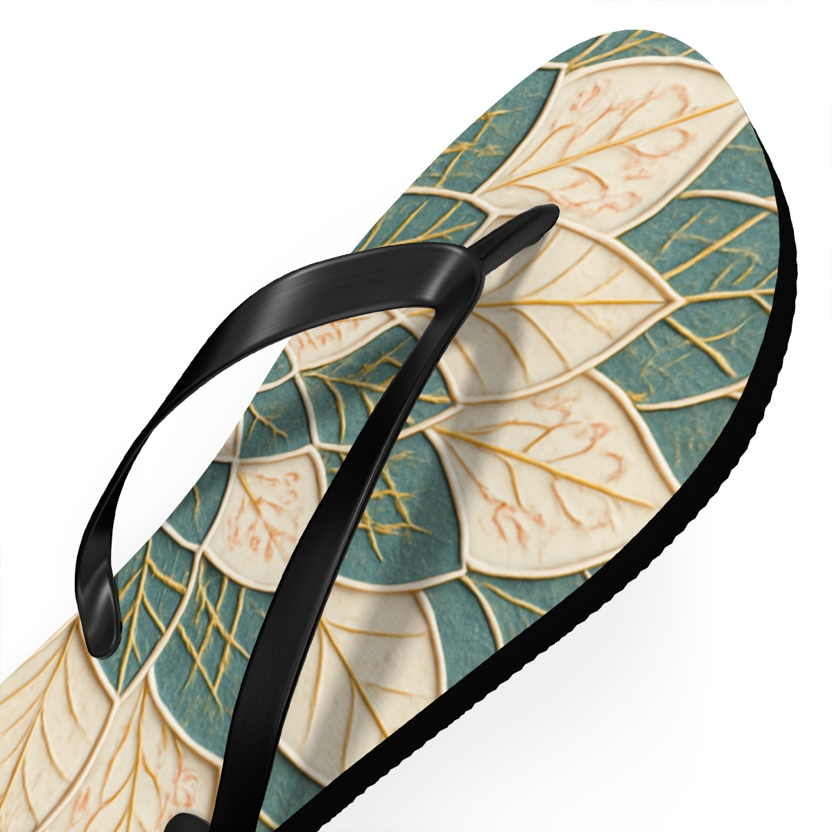 Camellia Fractal Medallion colorful rubber flip flops