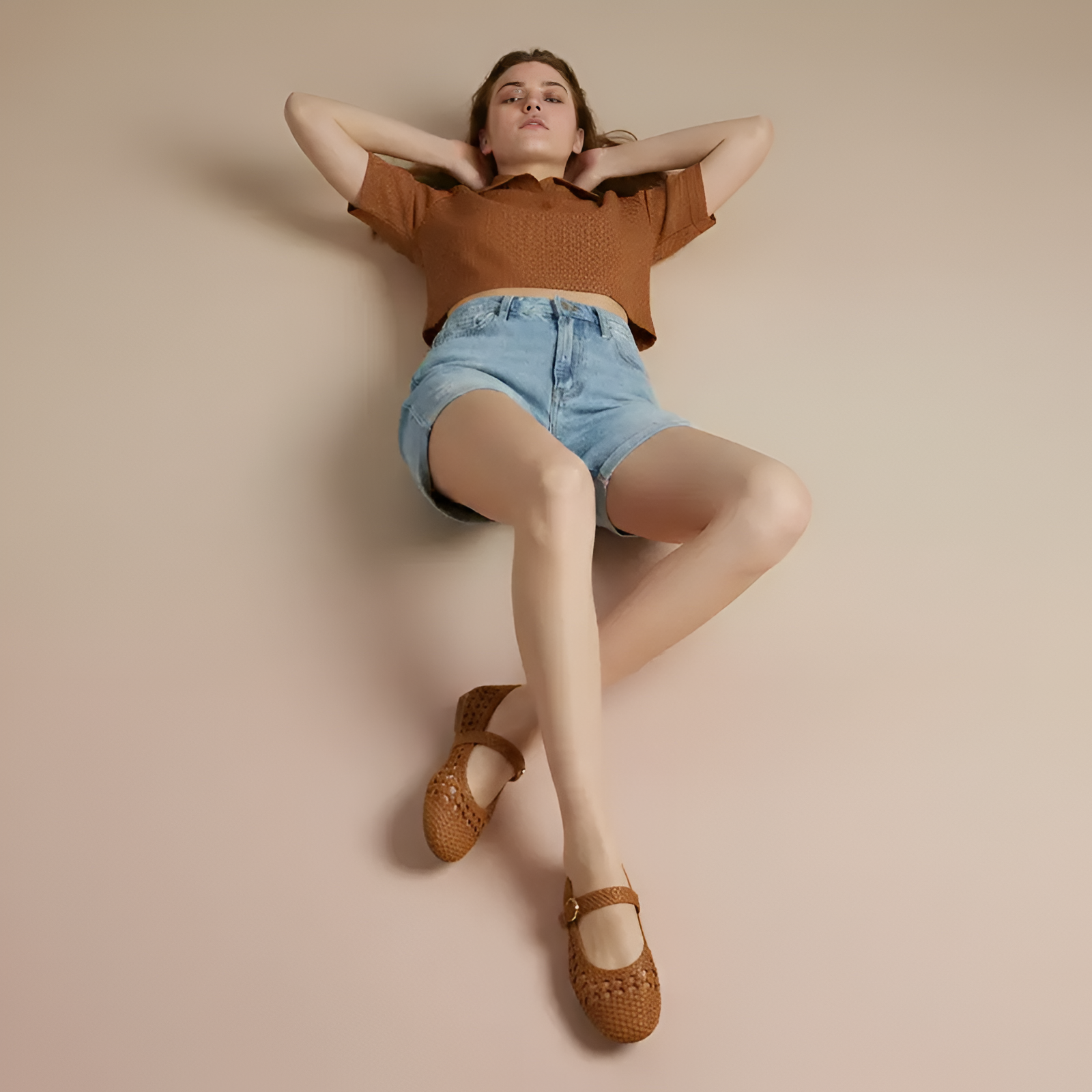 Woven Mary Jane Ballet Flat With Buckle Strap For Women