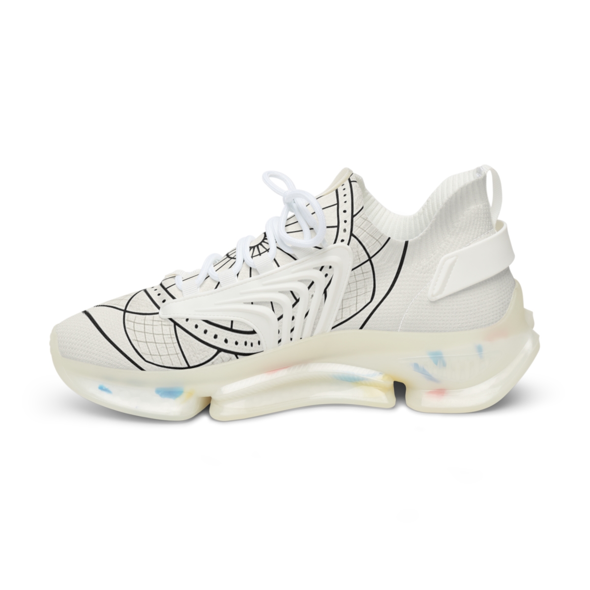 Monochrome Orbital Lattice Mandala stylish casual sneakers