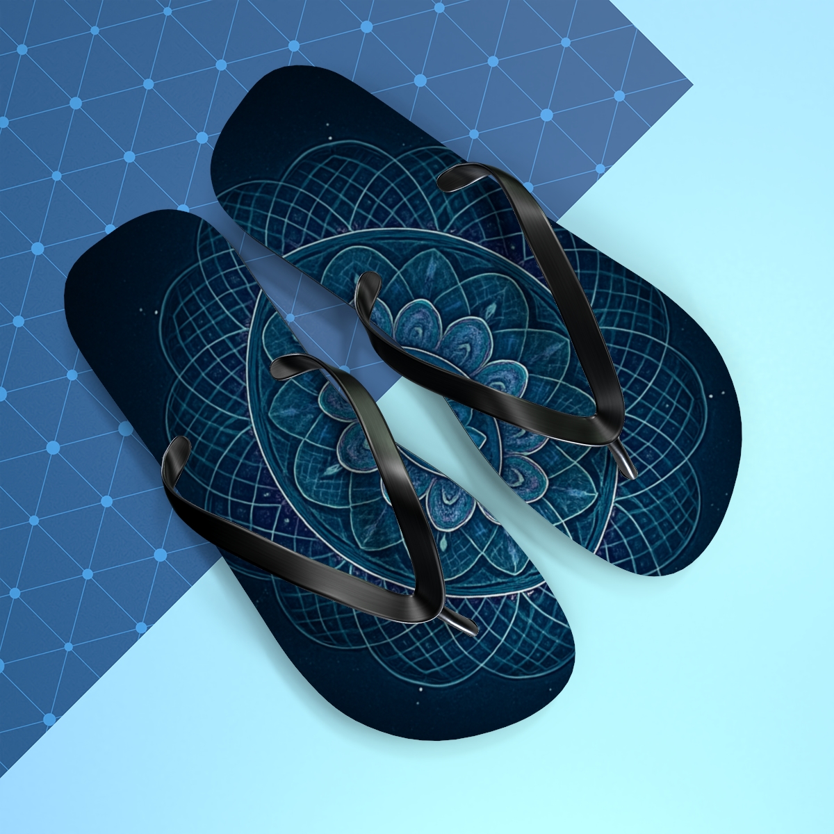 Nebula Lattice Rosette Array designer logo flip flops