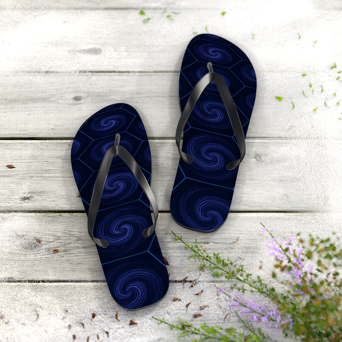 Spiral Nebula Tessellation personalized beach flip flops