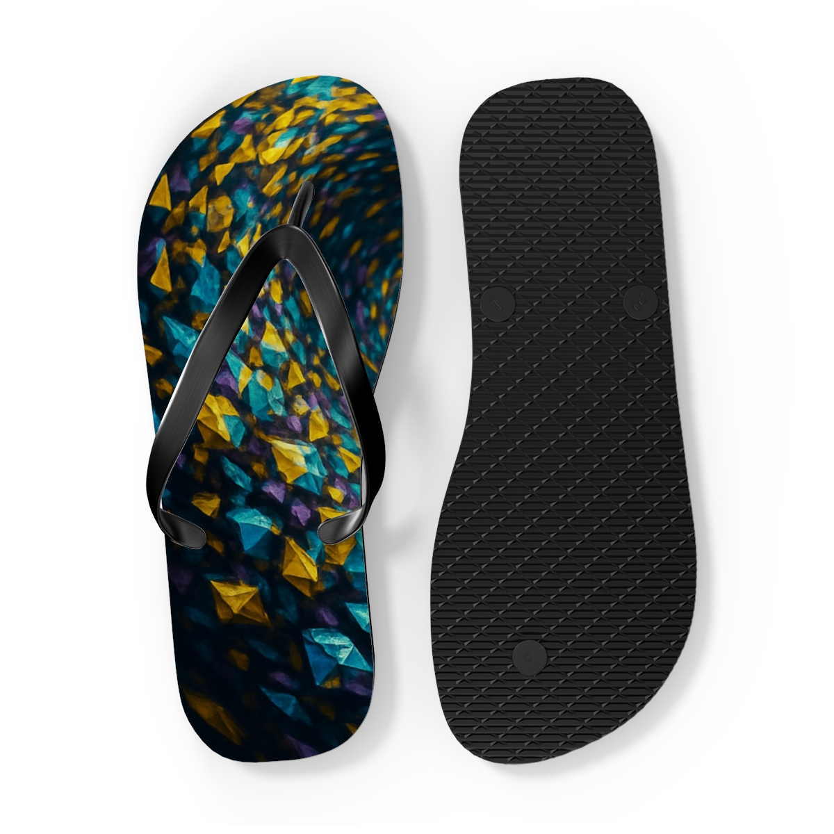 Prismatic Dance Of The Swarm personalized beach flip flops