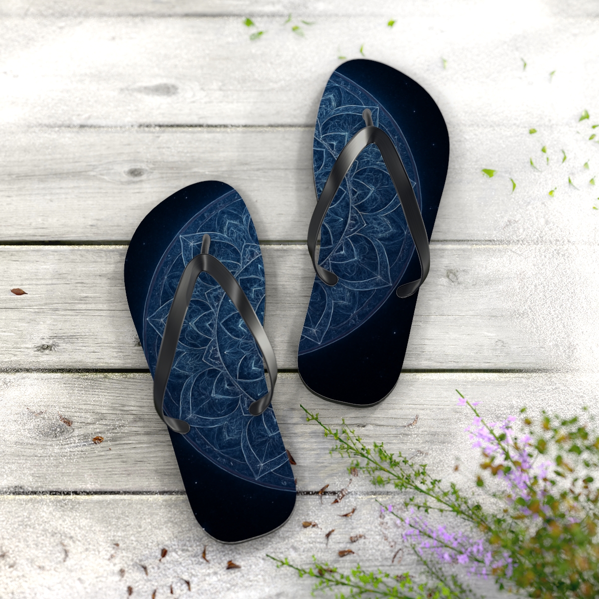Radial Nebula Petal Array designer logo flip flops