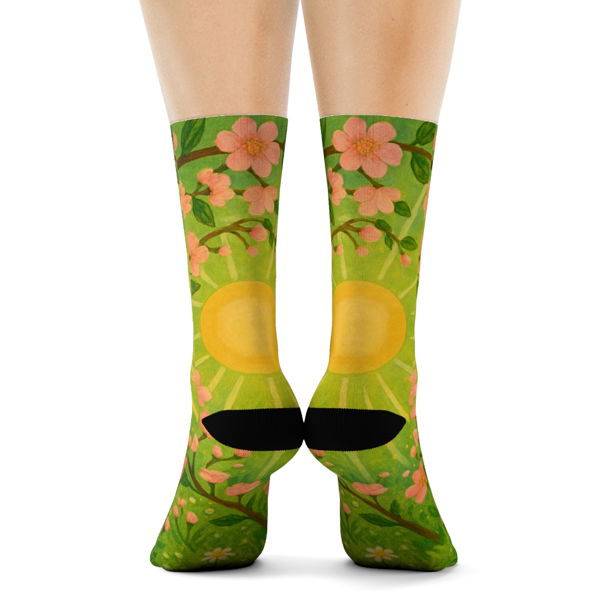 Solar Spring Equinox Garden unique printed socks