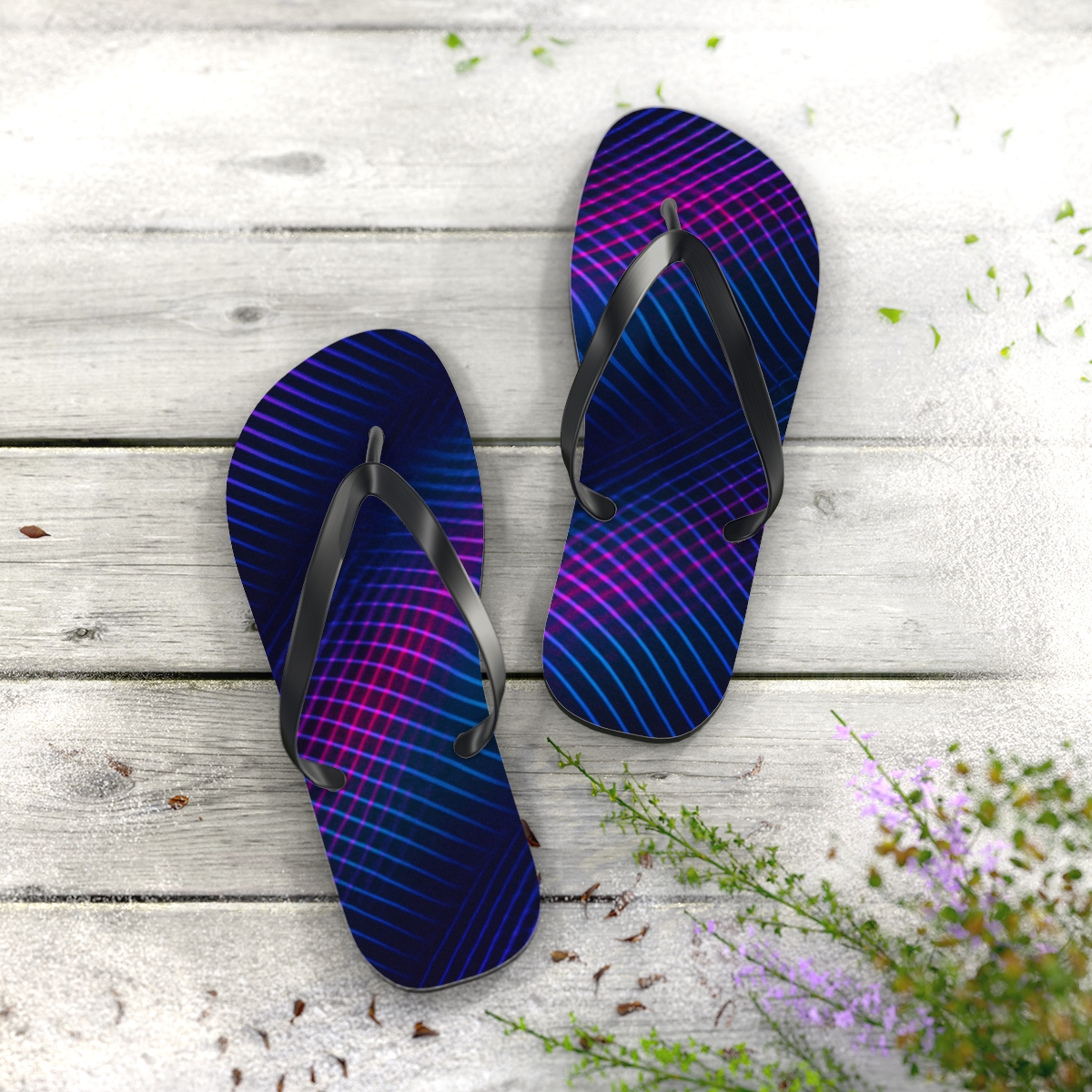 Moire Prism Overprint personalized beach flip flops