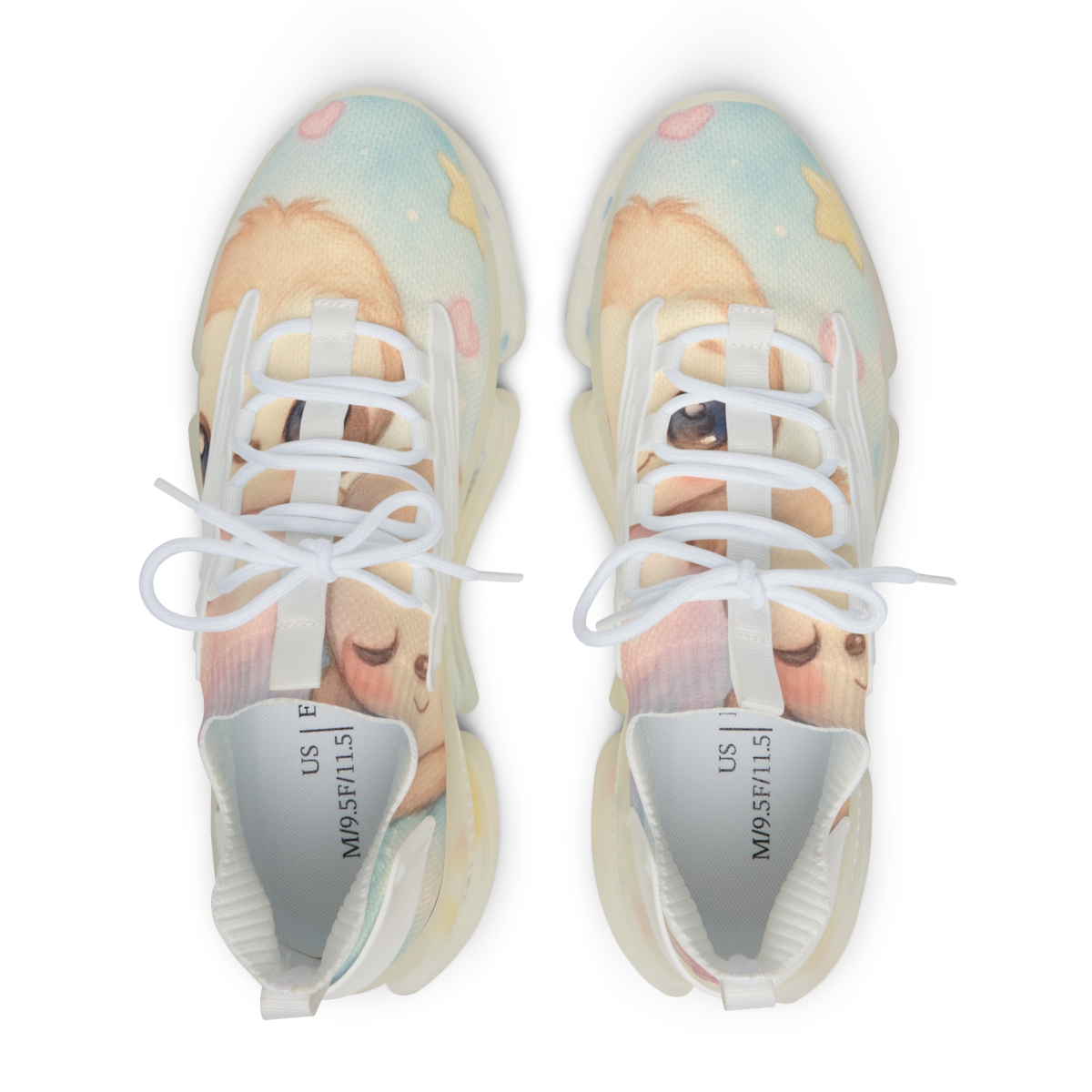 Cotton Candy Sloth Naps unique printed sneakers