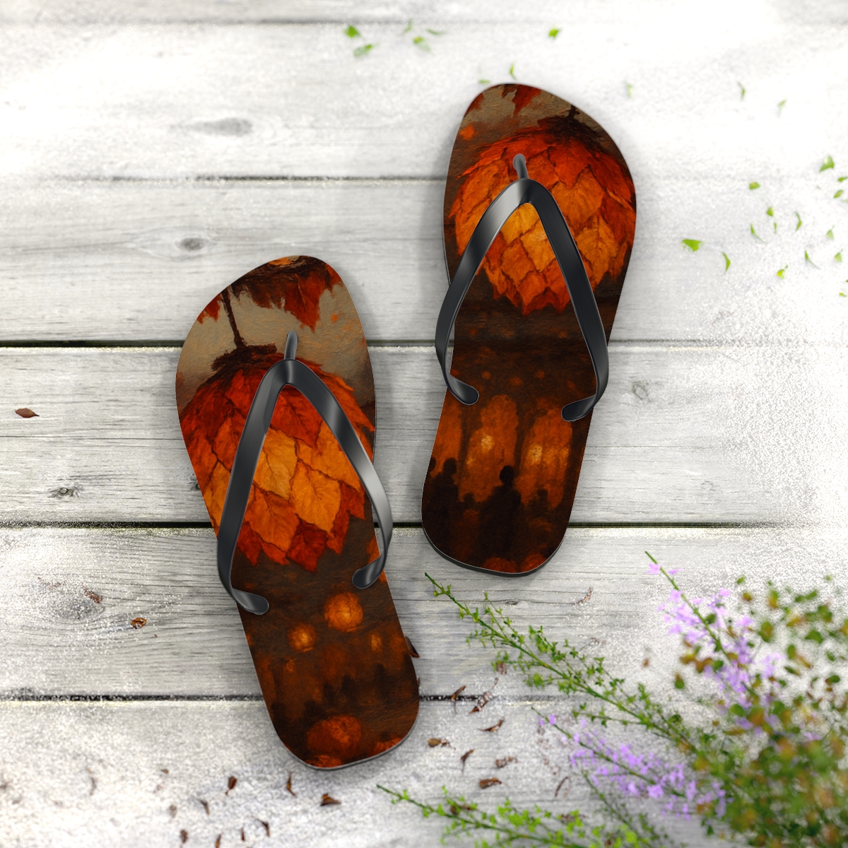 Autumn Lantern Mosaic custom flip flops