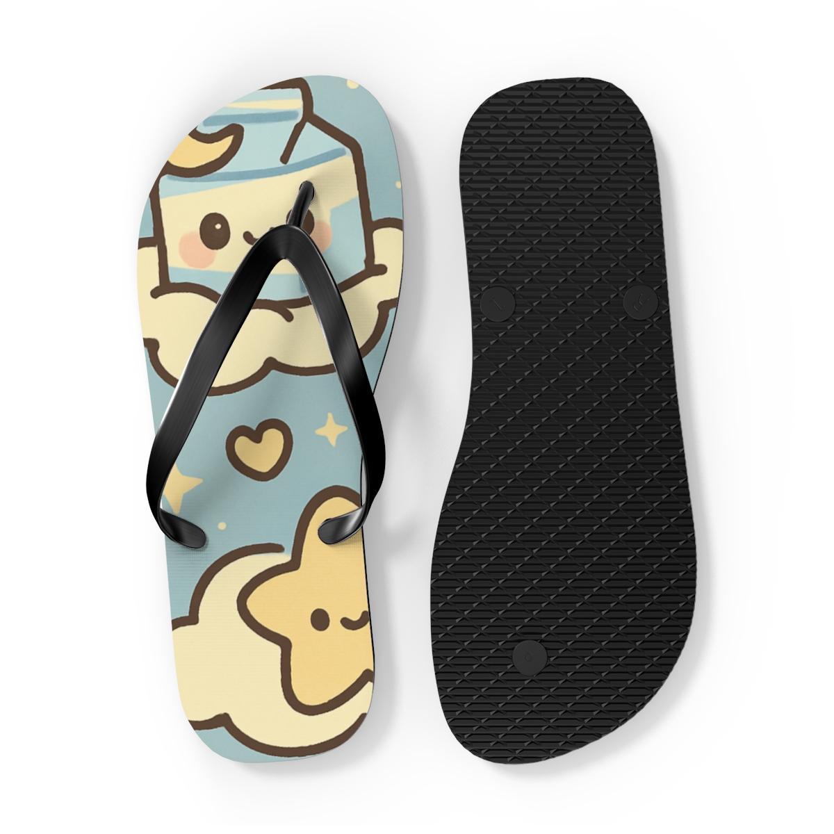 Sleepy Moon Milk Carton Crew trendy printed flip flops