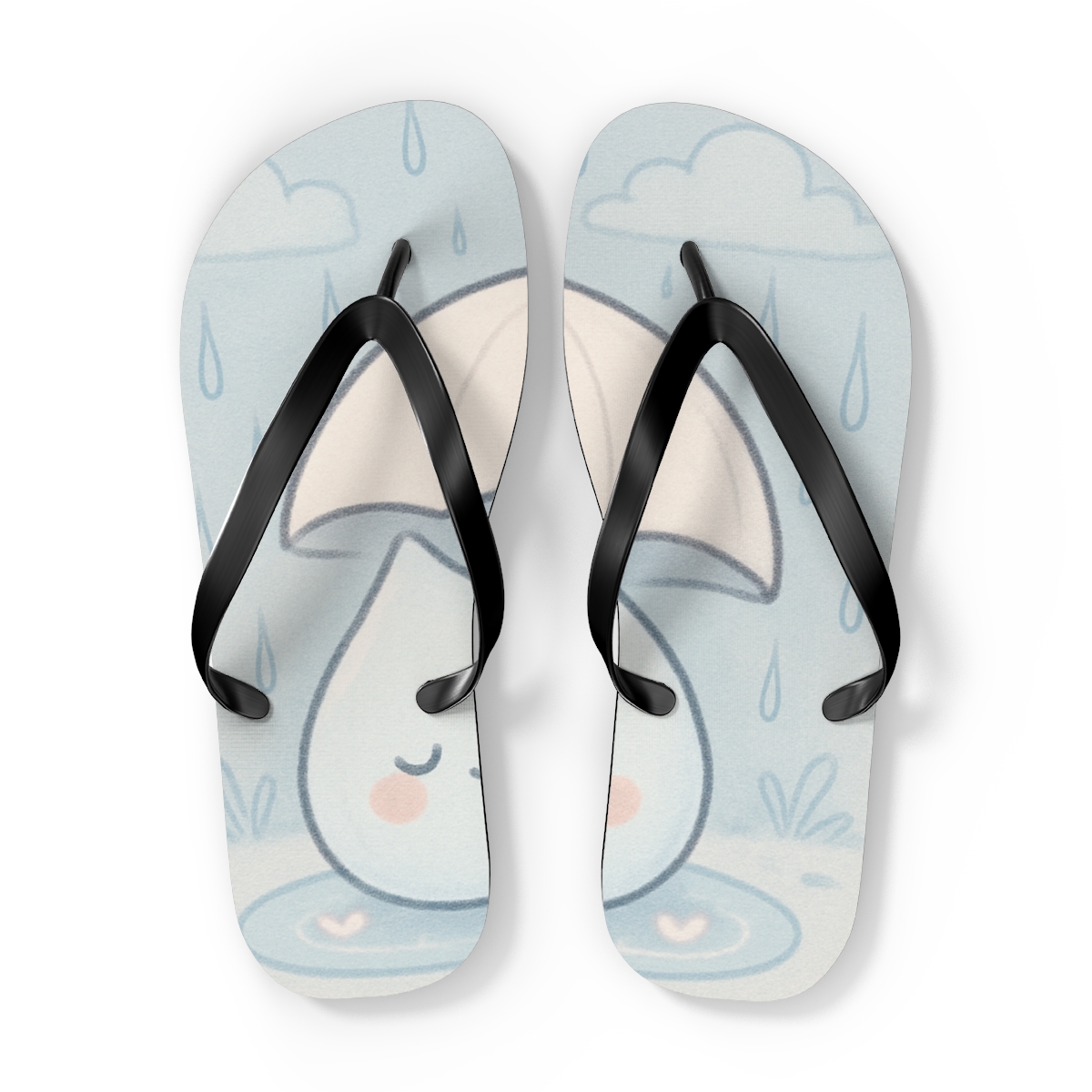Sleepy Raindrop Umbrella Buddies personalized beach flip flops