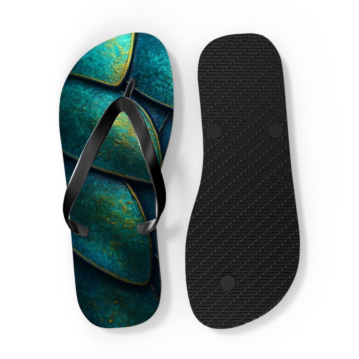 Iridescent Beetle Mosaic soft sole flip flops