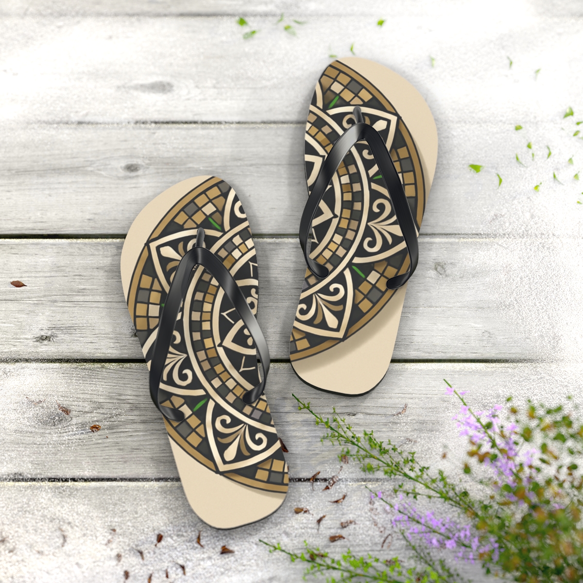 Orbital Lattice Medallion custom flip flops